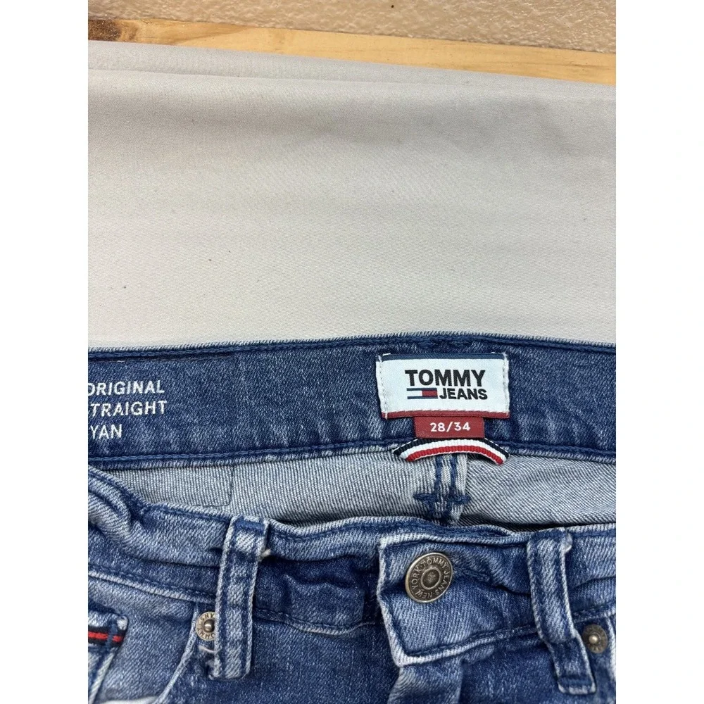 Tommy Jeans Mens Original Straight Ryan Denim Jeans 28x34 Medium Wash Blue